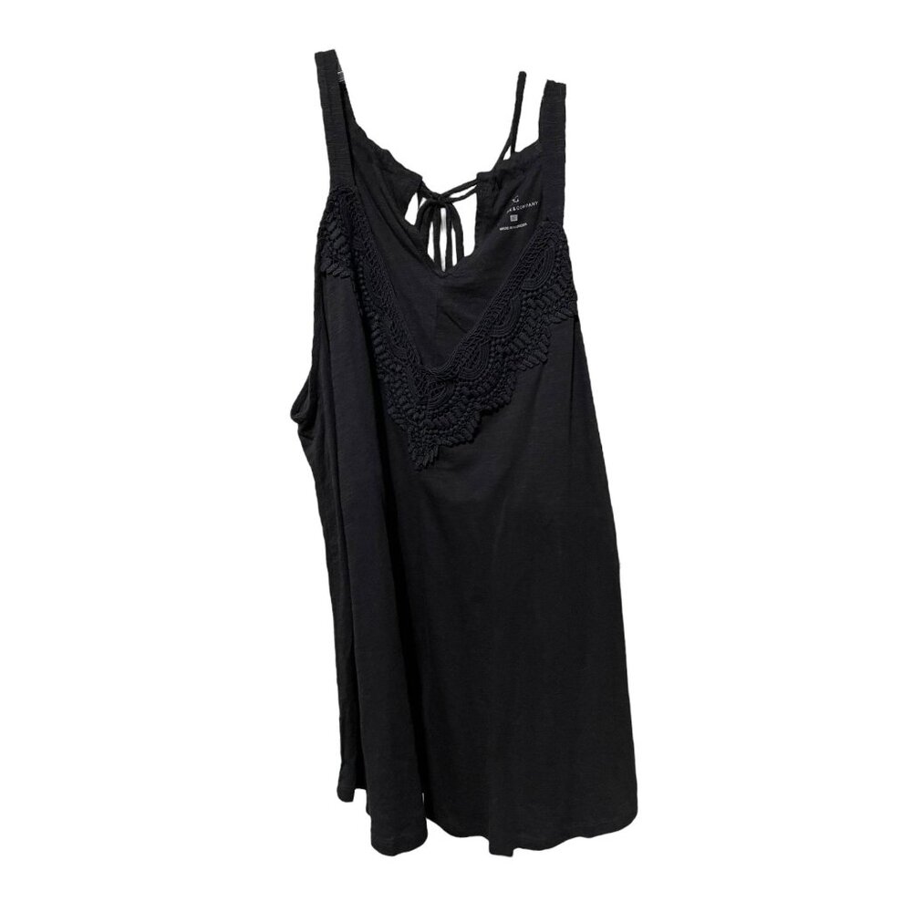 New York & Company Black with Crochet Accent at Neckline Racer‎ Back